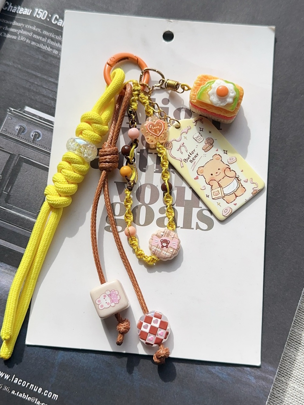 Cute Yellow Bear Charm Keychain Bag Charm